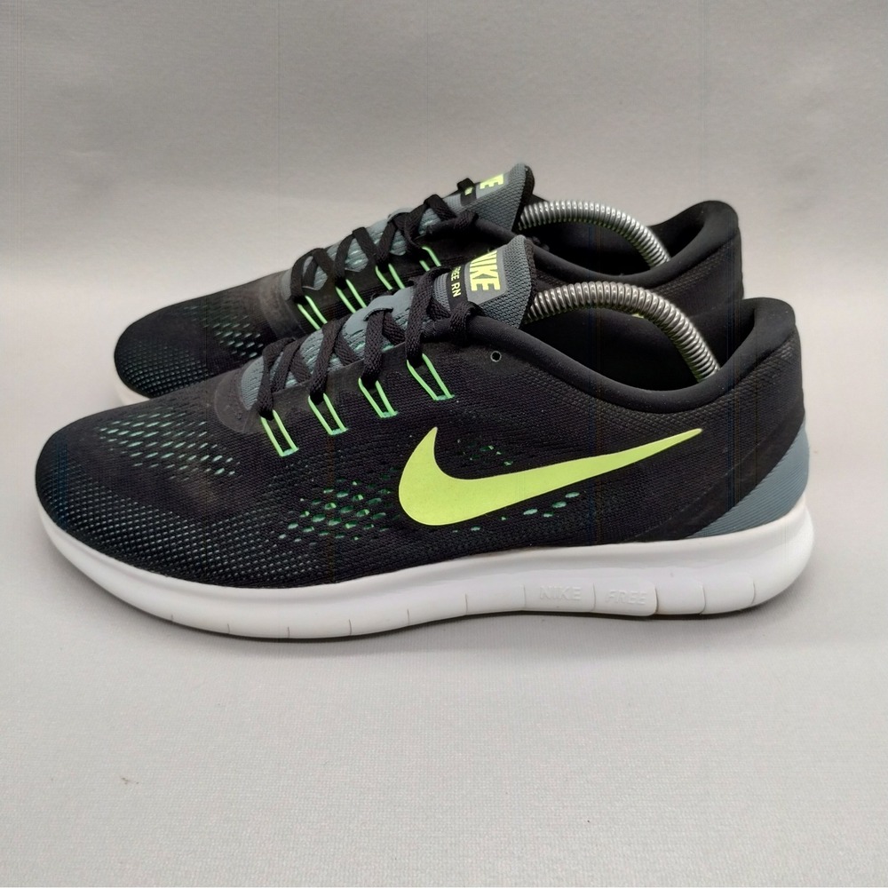 Nike Free RN 2017 Mens Running Shoes Black Anthracite Volt Green Size 10.5